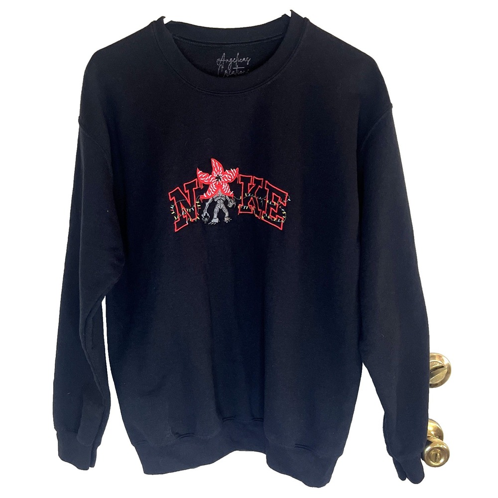 Stranger Things Demogorgon Nike-Inspired Embroidered Custom Sweatshirt Black M